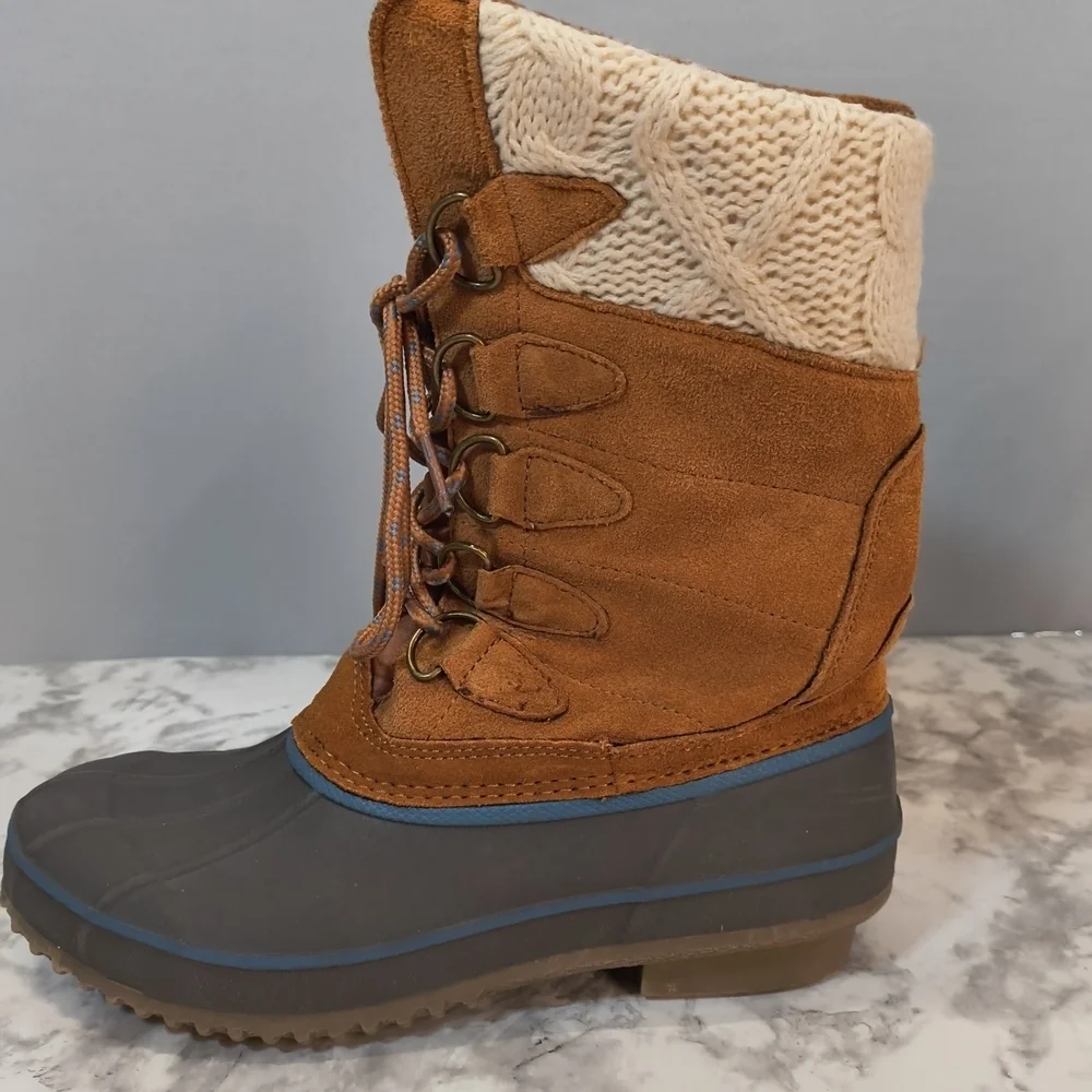Khombu Women's Dixie Waterproof Duck Boots Brown/Gray Size 7M